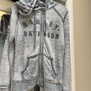 Women’s Harley Davidson distressed zip up hoodie